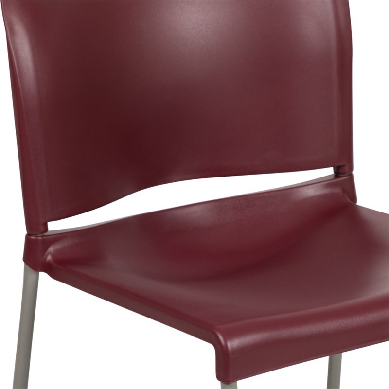 Flash Furniture Hercules Plastic Sled Base Stacking Chair in Burgundy