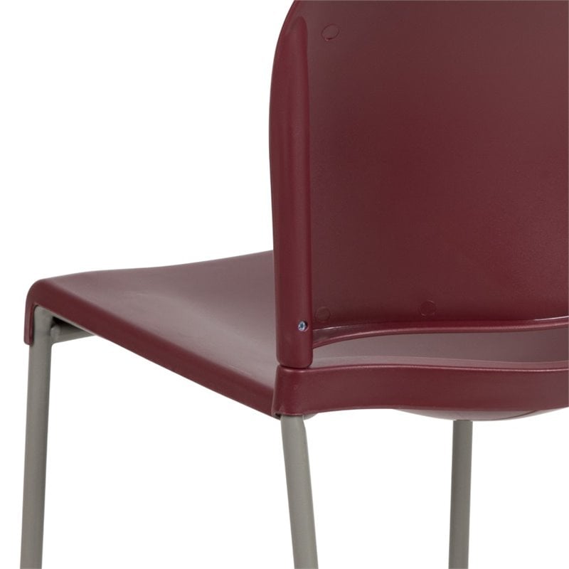 Flash Furniture Hercules Plastic Sled Base Stacking Chair in Burgundy