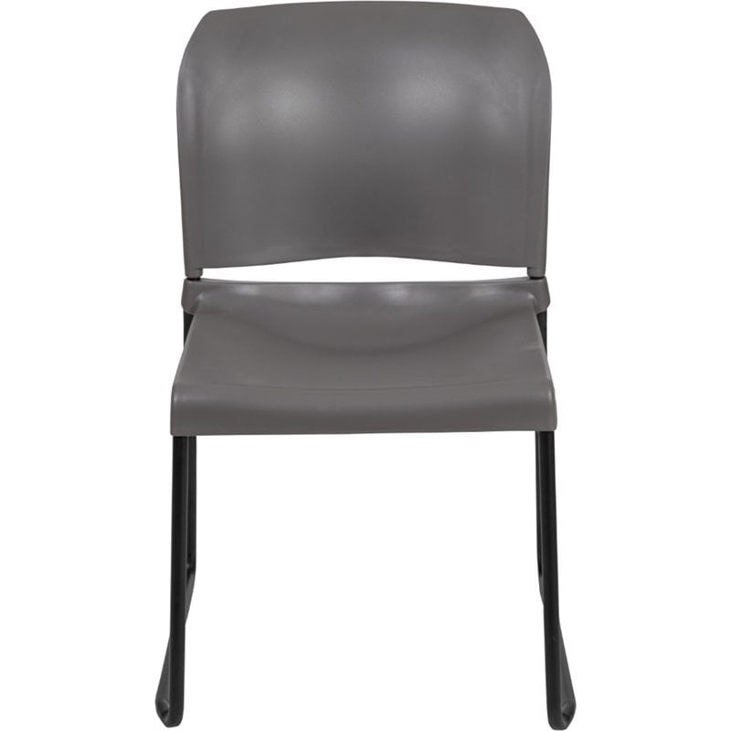 Flash Furniture Hercules Plastic Sled Base Stacking Chair in Gray