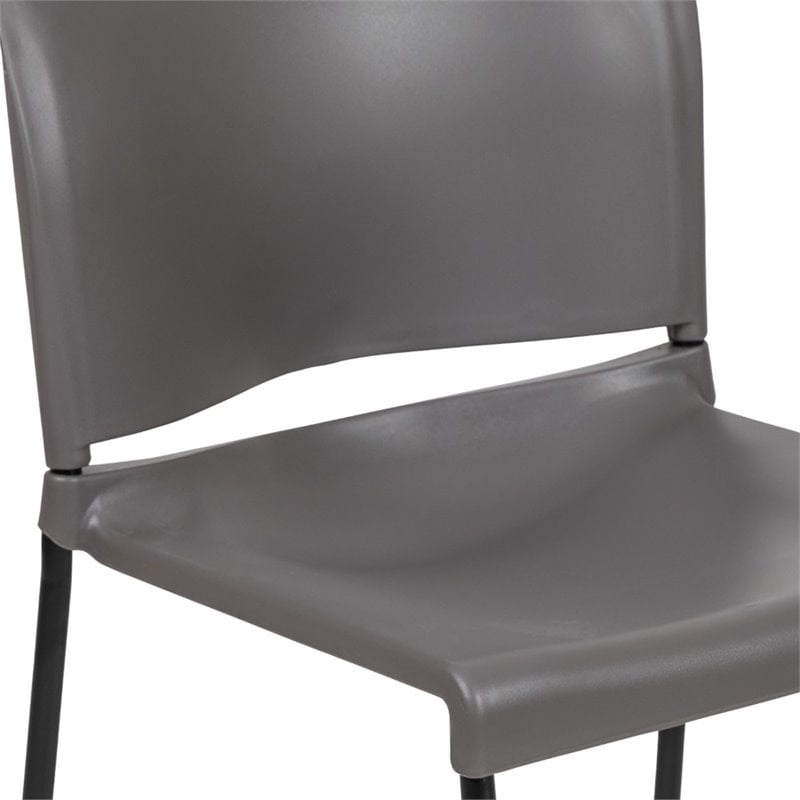 Flash Furniture Hercules Plastic Sled Base Stacking Chair in Gray