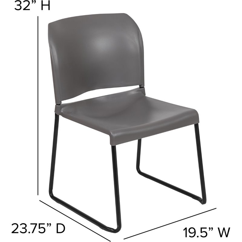 Flash Furniture Hercules Plastic Sled Base Stacking Chair in Gray