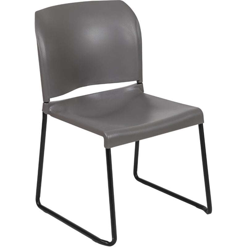 Flash Furniture Hercules Plastic Sled Base Stacking Chair in Gray