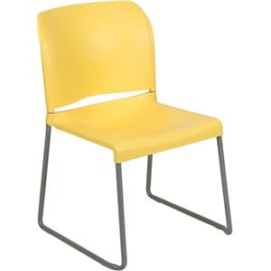 Flash Furniture Hercules Plastic Sled Base Stacking Chair in Yellow