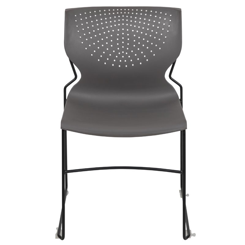Flash Furniture Hercules Plastic Sled Base Contoured Stacking Chair in Gray
