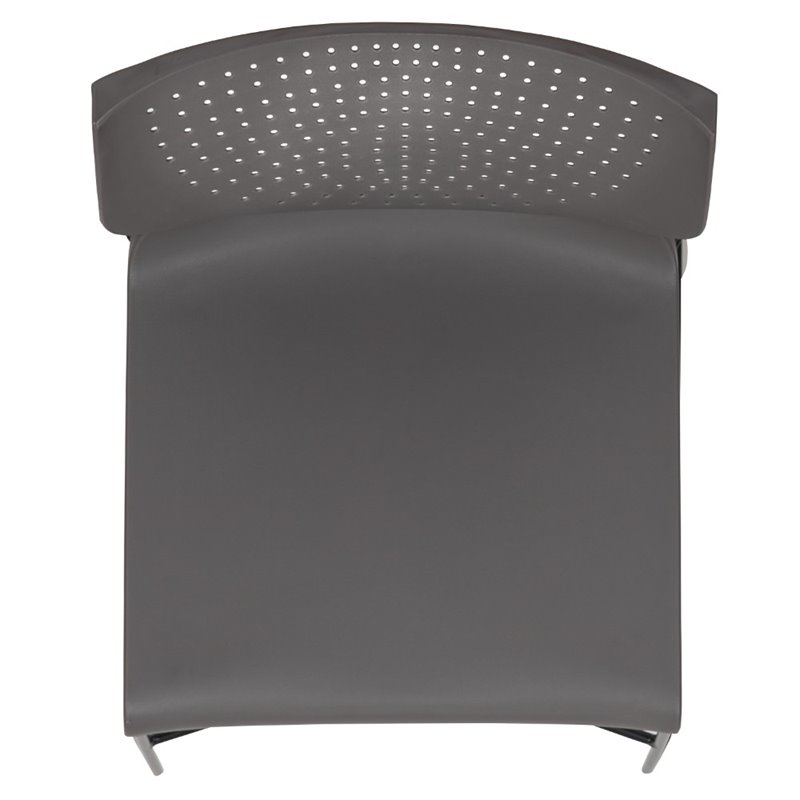 Flash Furniture Hercules Plastic Sled Base Contoured Stacking Chair in Gray