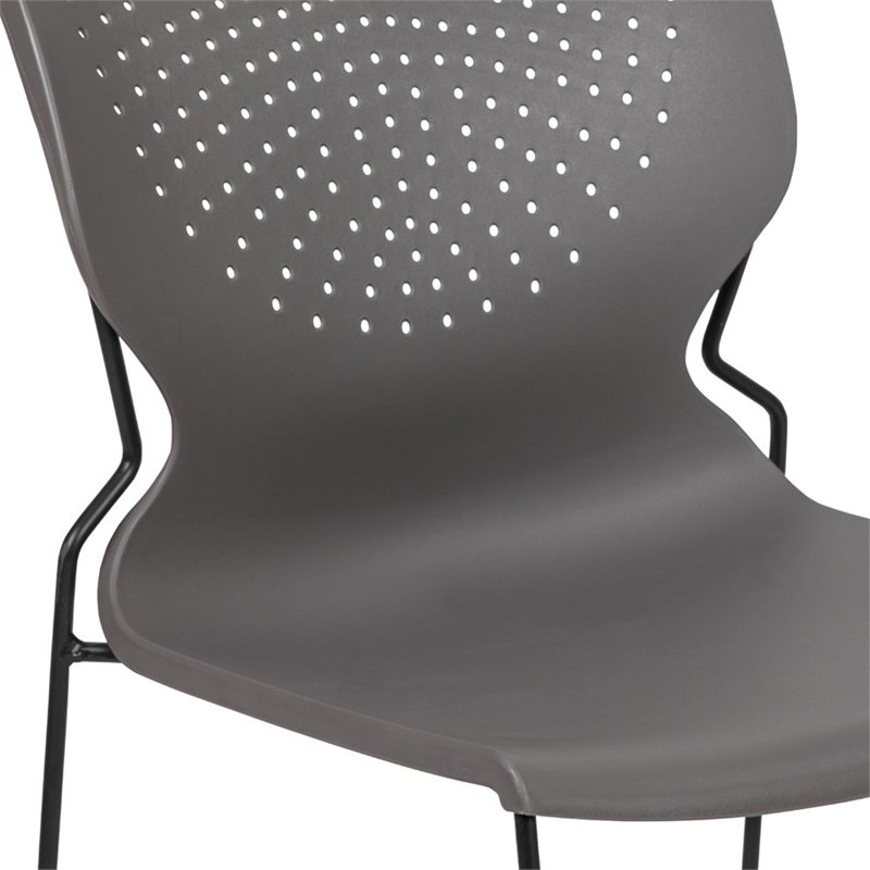 Flash Furniture Hercules Plastic Sled Base Contoured Stacking Chair in Gray