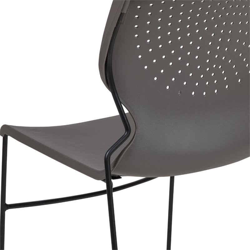 Flash Furniture Hercules Plastic Sled Base Contoured Stacking Chair in Gray