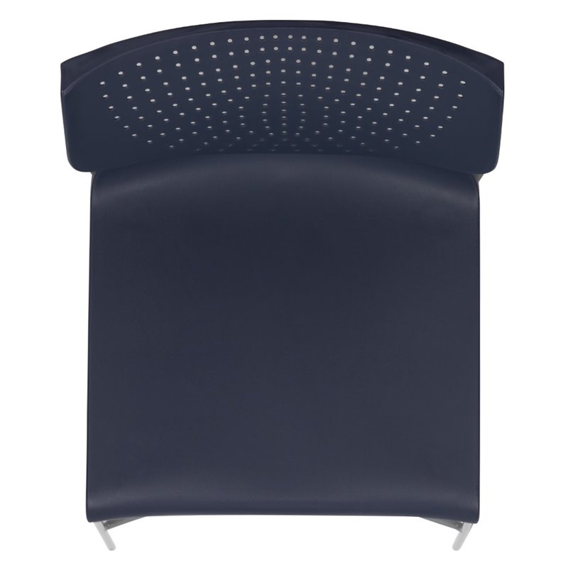 Flash Furniture Hercules Plastic Sled Base Contoured Stacking Chair in Navy