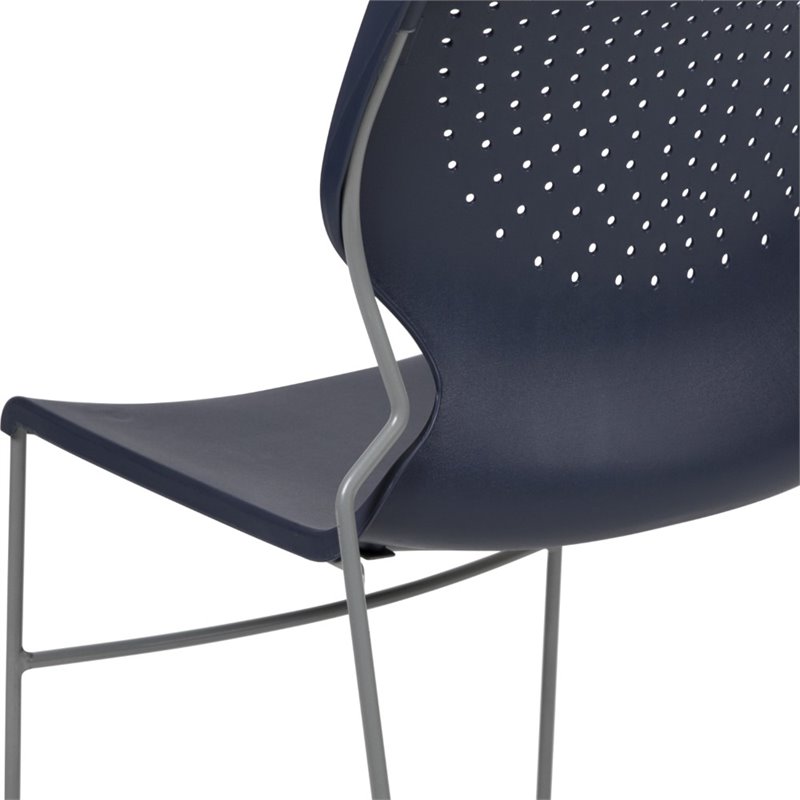 Flash Furniture Hercules Plastic Sled Base Contoured Stacking Chair in Navy