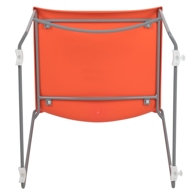 Flash Furniture Hercules Plastic Sled Base Contoured Stacking Chair in Orange