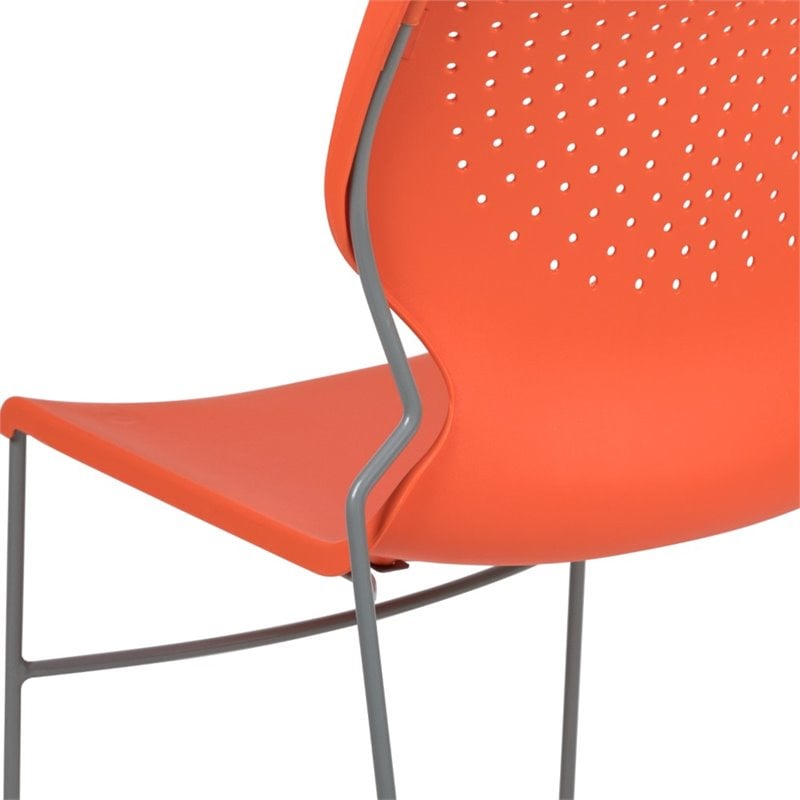 Flash Furniture Hercules Plastic Sled Base Contoured Stacking Chair in Orange