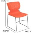 Flash Furniture Hercules Plastic Sled Base Contoured Stacking Chair in Orange