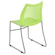 Flash Furniture Hercules Perforated Plastic Sled Base Stacking Chair in Green