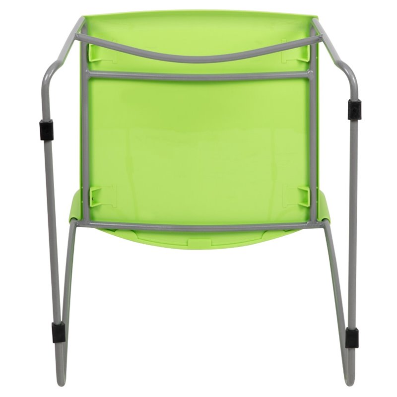 Flash Furniture Hercules Perforated Plastic Sled Base Stacking Chair in Green