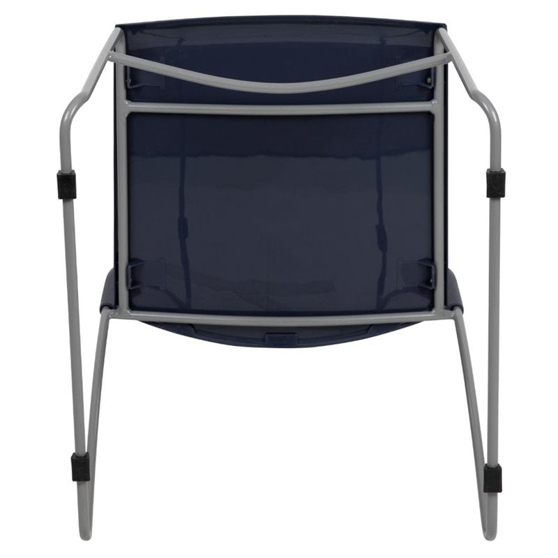 Flash Furniture Hercules Perforated Plastic Sled Base Stacking Chair in Navy