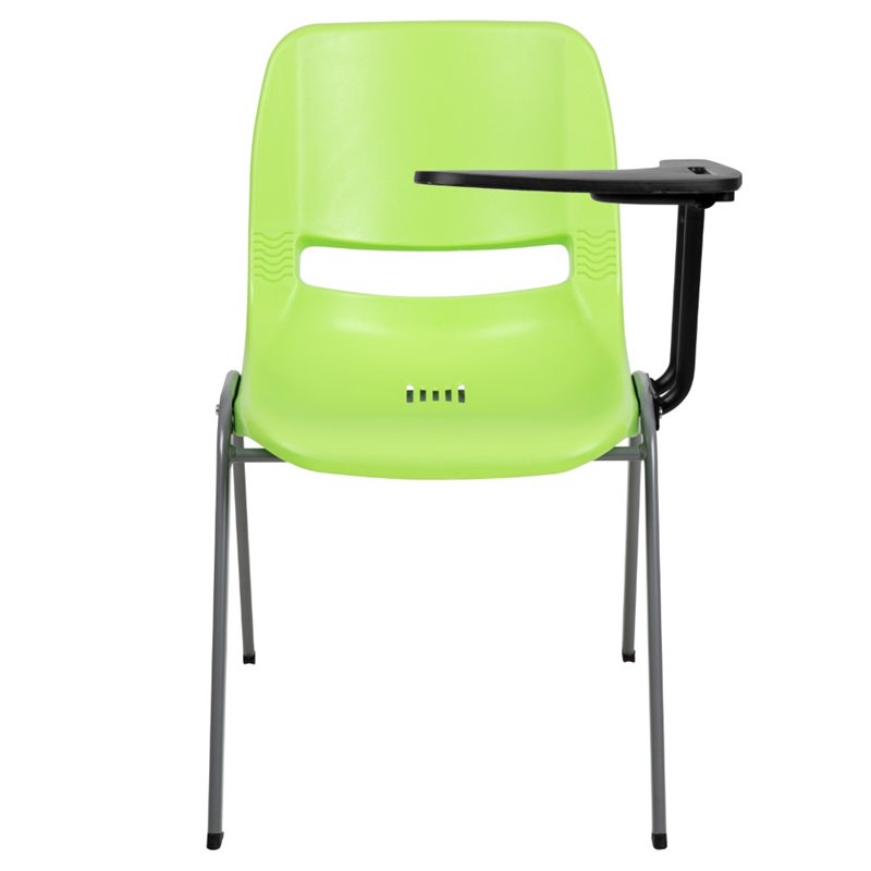 Flash Furniture Plastic Classroom Chair in Green with Left Arm Tablet