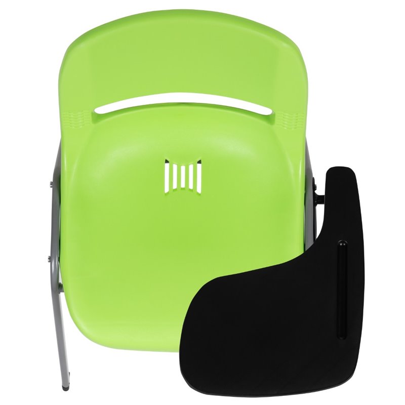 Flash Furniture Plastic Classroom Chair in Green with Left Arm Tablet