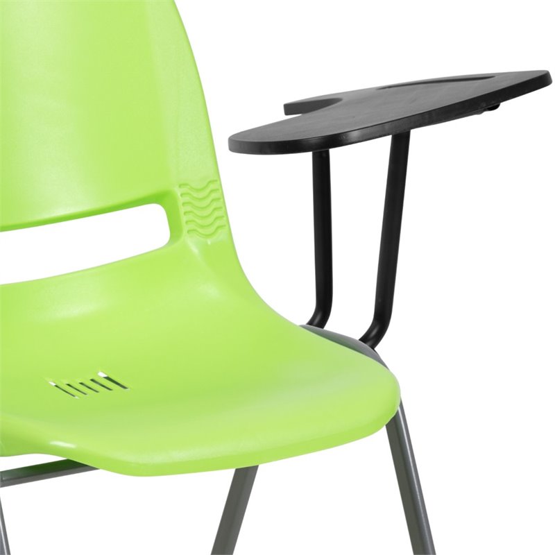 Flash Furniture Plastic Classroom Chair in Green with Left Arm Tablet