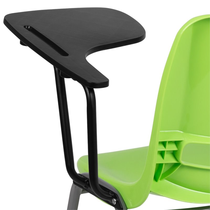 Flash Furniture Plastic Classroom Chair in Green with Left Arm Tablet