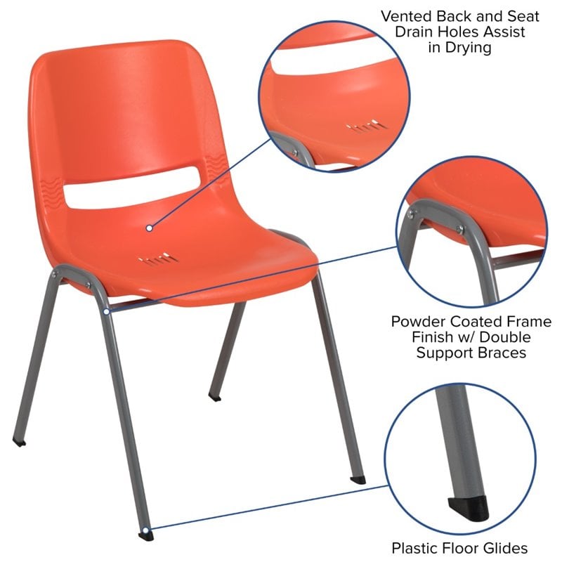 Flash Furniture Plastic Stack Chair In Orange
