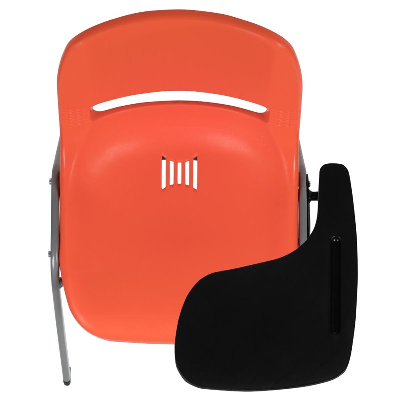 Flash Furniture Plastic Classroom Chair in Orange with Left Arm Tablet