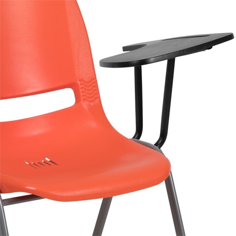 Flash Furniture Plastic Classroom Chair in Orange with Left Arm Tablet