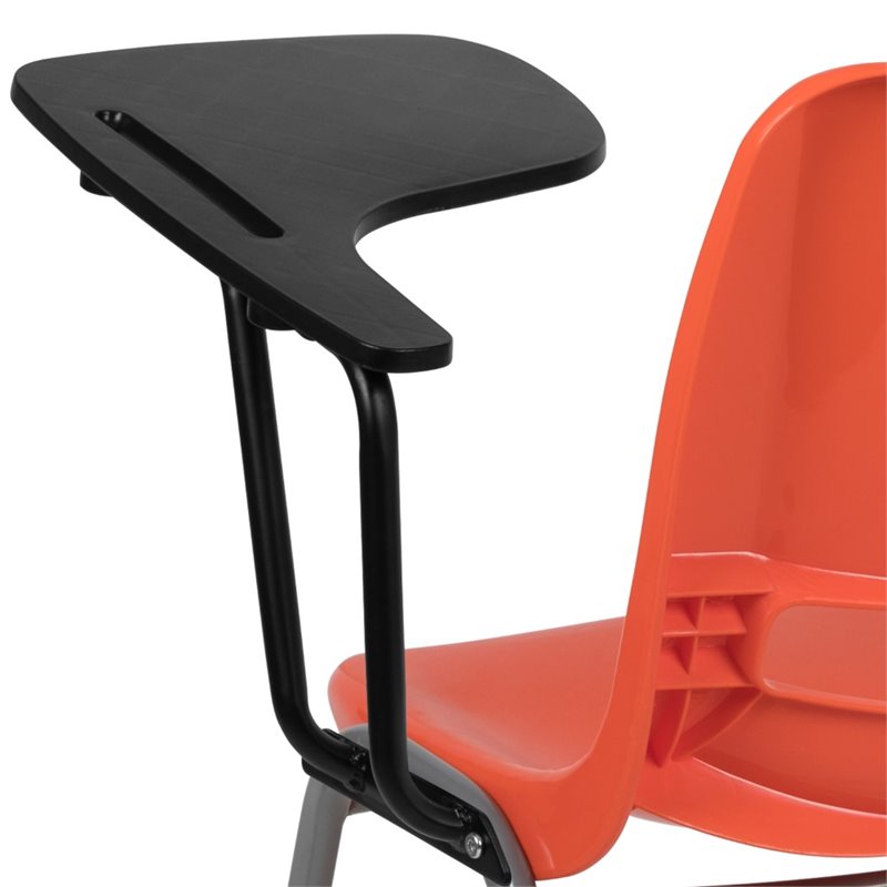 Flash Furniture Plastic Classroom Chair in Orange with Left Arm Tablet