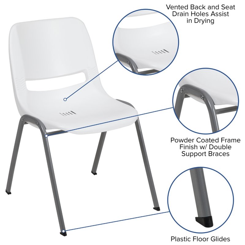 Flash Furniture Plastic Stack Chair In White