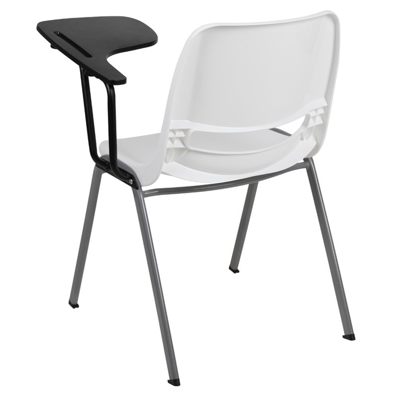 Flash Furniture Plastic Classroom Chair in White with Left Arm Tablet