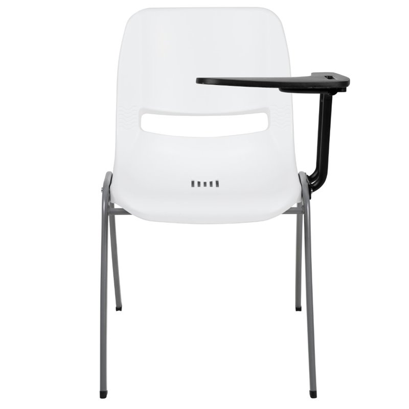 Flash Furniture Plastic Classroom Chair in White with Left Arm Tablet