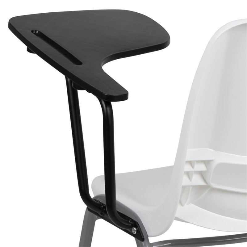 Flash Furniture Plastic Classroom Chair in White with Left Arm Tablet