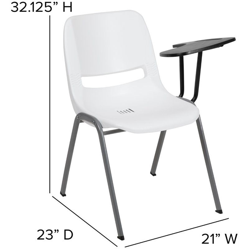 Flash Furniture Plastic Classroom Chair in White with Left Arm Tablet