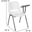 Flash Furniture Plastic Classroom Chair in White with Left Arm Tablet