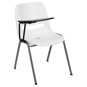Flash Furniture Plastic Classroom Chair in White with Right Arm Tablet