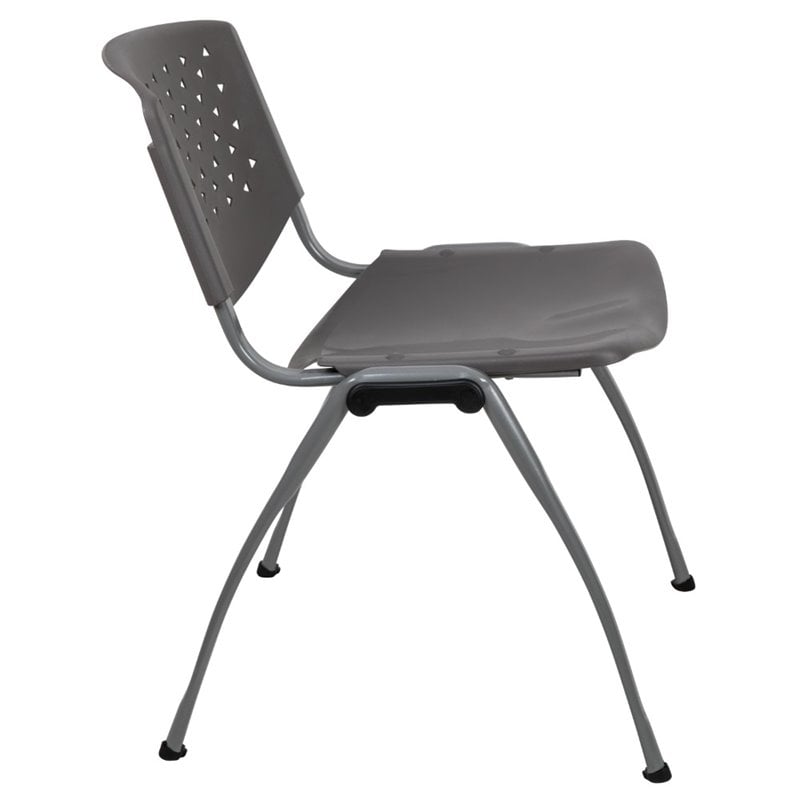 Flash Furniture Plastic Textured Stacking Chair in Gray