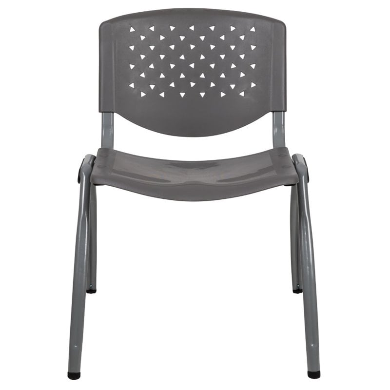 Flash Furniture Plastic Textured Stacking Chair in Gray
