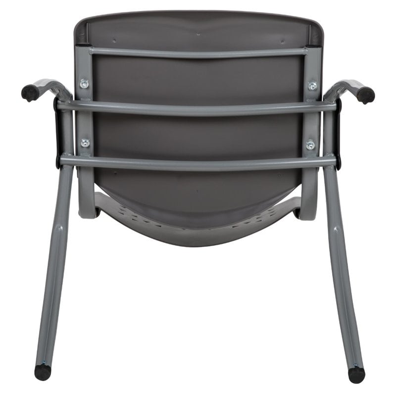 Flash Furniture Plastic Textured Stacking Chair in Gray