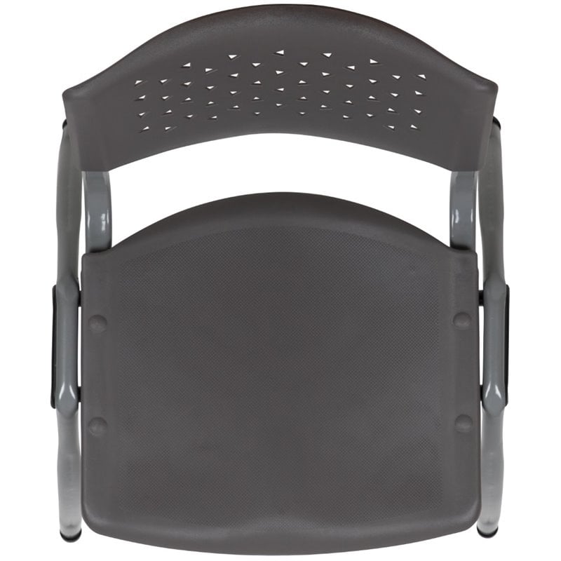 Flash Furniture Plastic Textured Stacking Chair in Gray