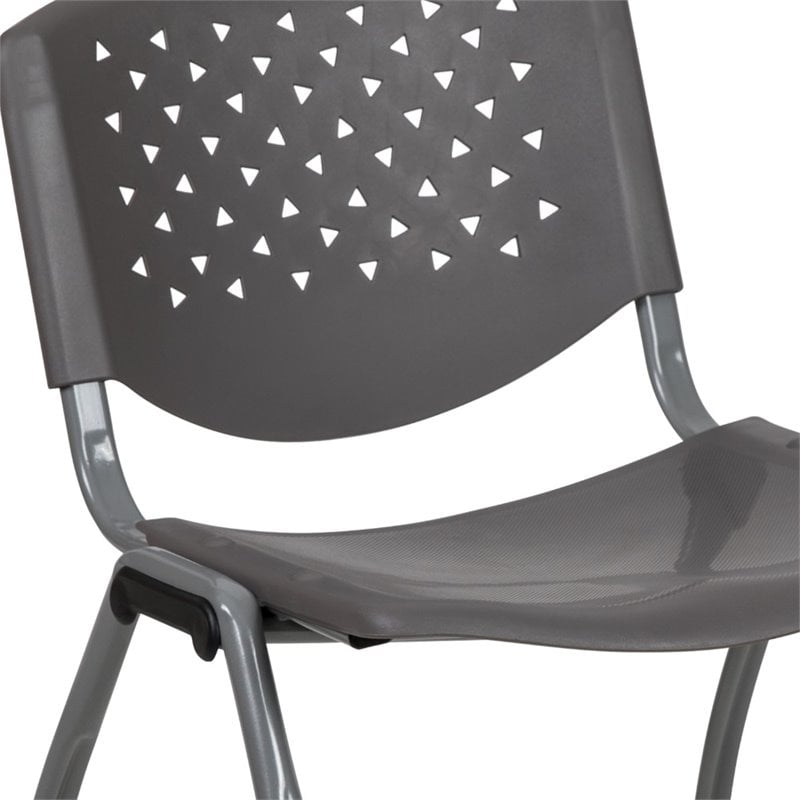 Flash Furniture Plastic Textured Stacking Chair in Gray