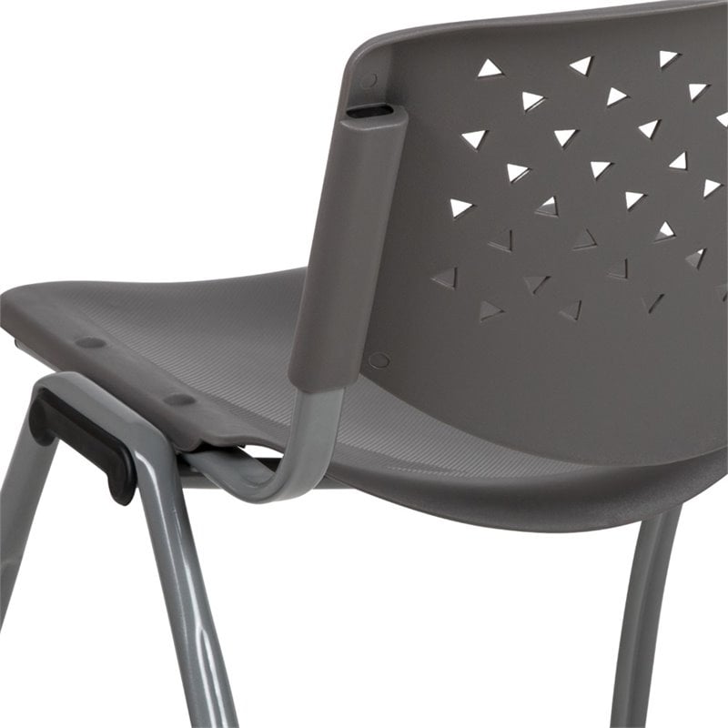Flash Furniture Plastic Textured Stacking Chair in Gray