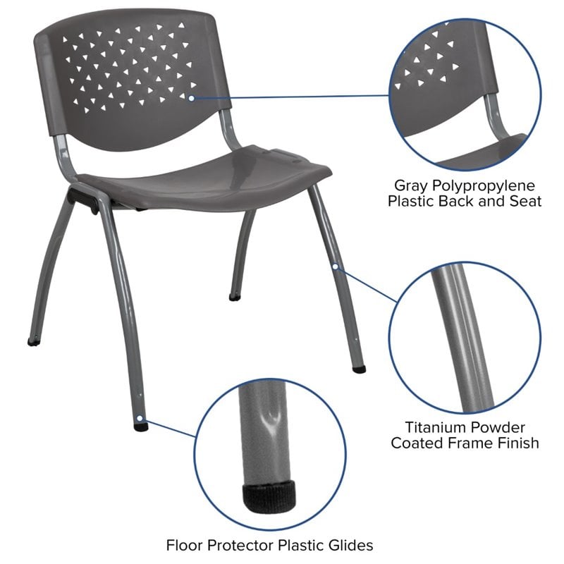 Flash Furniture Plastic Textured Stacking Chair in Gray