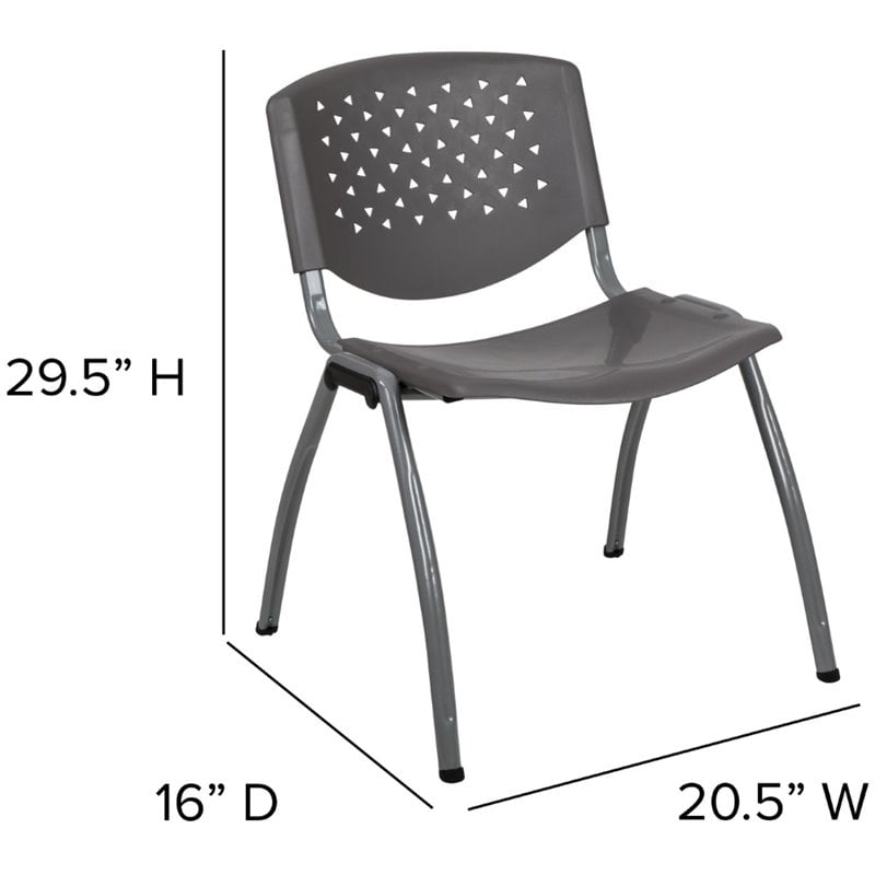 Flash Furniture Plastic Textured Stacking Chair in Gray