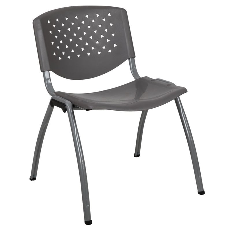 Flash Furniture Plastic Textured Stacking Chair in Gray