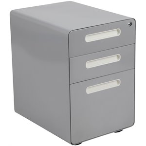 Flash Furniture 3 Drawer Modern Mobile File Cabinet in Gray