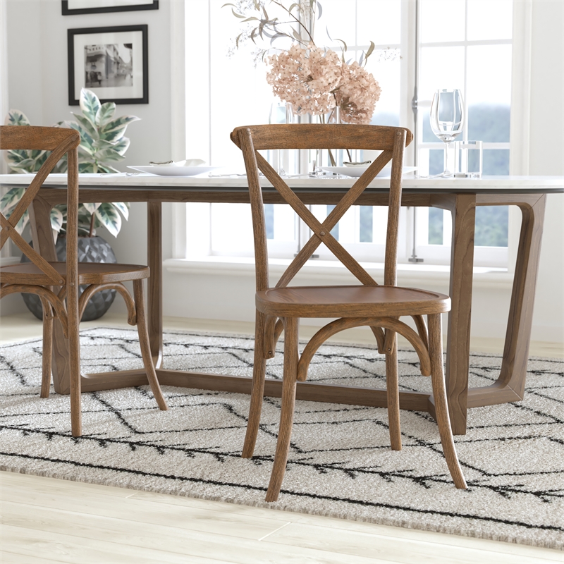 Flash Furniture Advantage X-Back Chair In Dark Natural