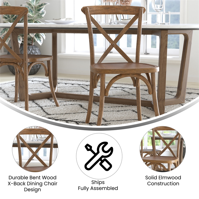 Flash Furniture Advantage X-Back Chair In Dark Natural