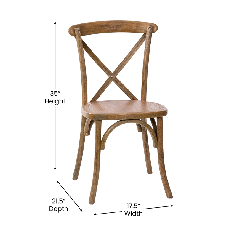 Flash Furniture Advantage X-Back Chair In Dark Natural