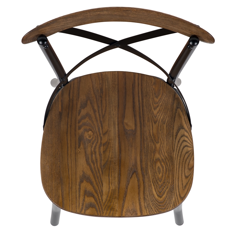 Flash Furniture Advantage X Metal Wood Stacking Side Chair in Black Fruitwood