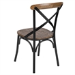 Flash Furniture Advantage X Metal Wood Stacking Side Chair in Black Fruitwood