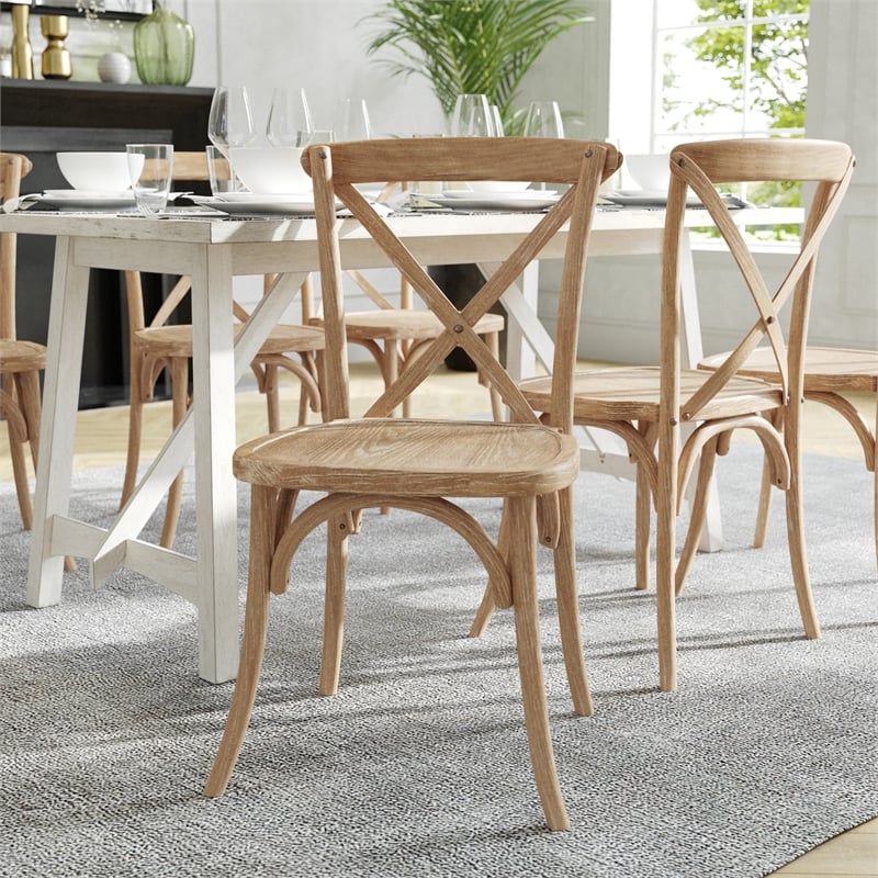 Flash Furniture Advantage X-Back Chair In Natural White Grain